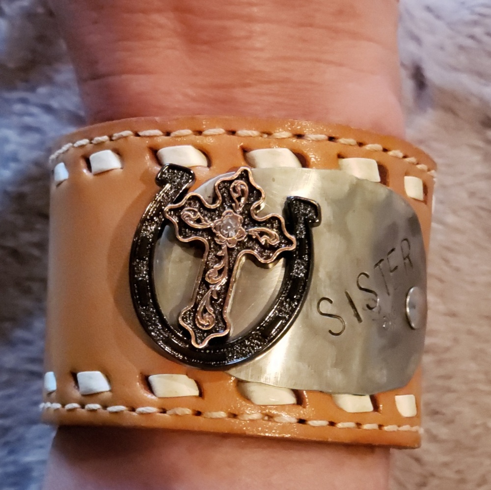 Leather cuff  Sister bracelet